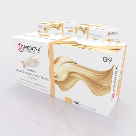Meditex Disposable Gloves, Latex, L, 100 PK, White HM2022111914-LX-L